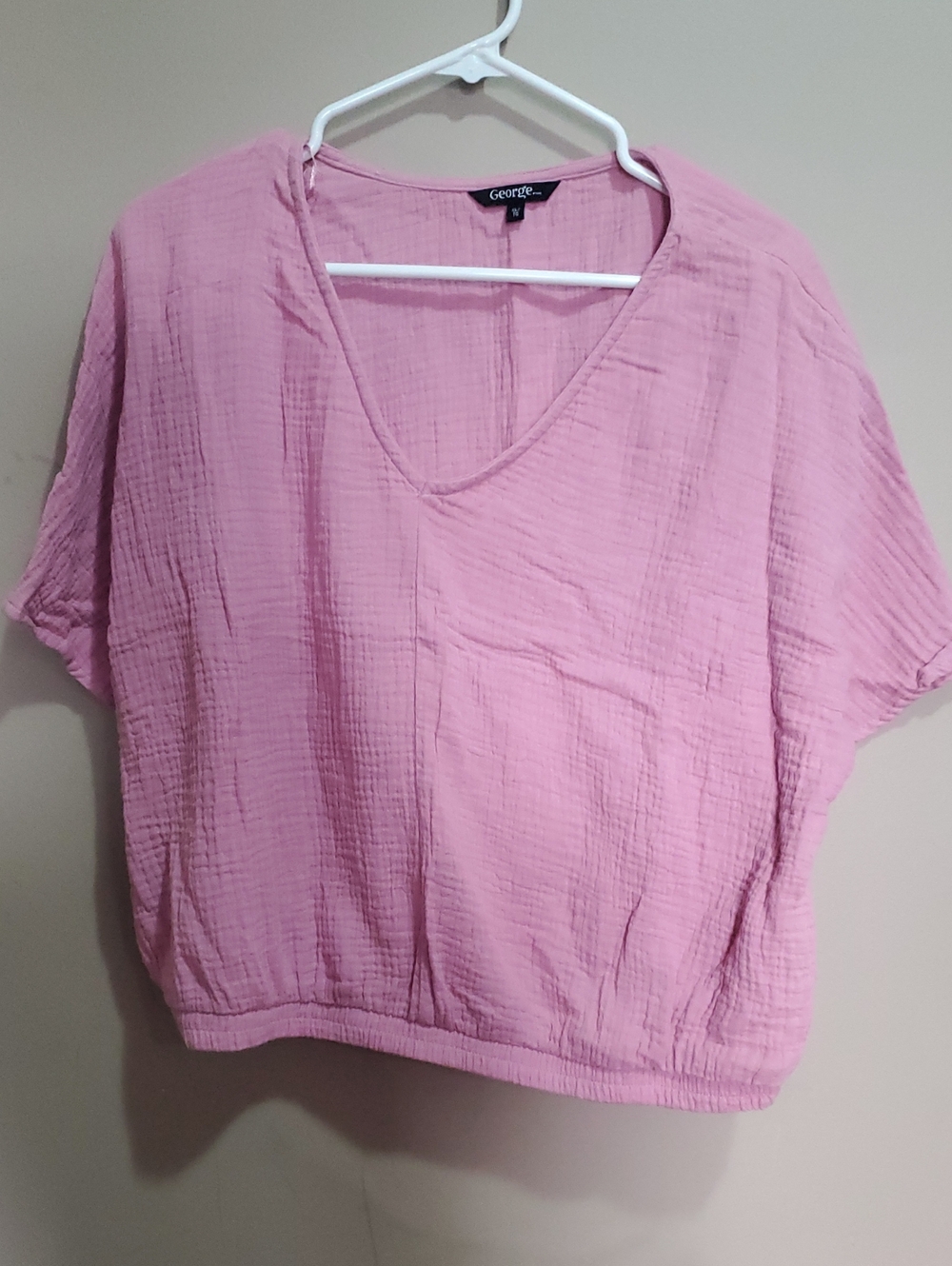 George Pink V-Neck Lightweight Cotton Top Size Xl